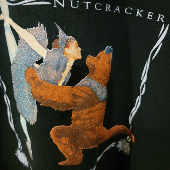 Vintage Nutcracker Ballet Sweatshirt. Y2k Black Jerzees Super Sweats USA Tag M - Picture 4 of 8